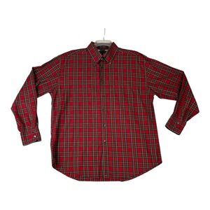 Tommy Hilfiger Shirt Mens XL‎ Red Tartan Plaid Button Down Long Sleeve Pocket
